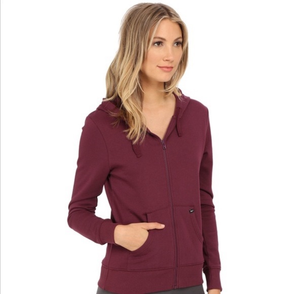 PACT Burgundy Zip Up Drawstring Hooded Sweatshirt Size S - Picture 1 of 4